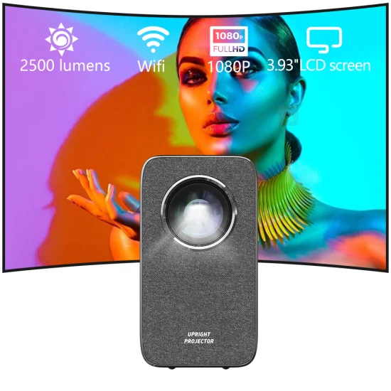 Mini HD portatile 720p Supporto LED Schermo a specchio wireless Home Theater Proiettore LCD LED Android 9.0 Proiettore Schermo di proiezione da 120 pollici Videoproiettore cinematografico